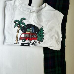 Old Navy Festive Pajama Set - White and Green